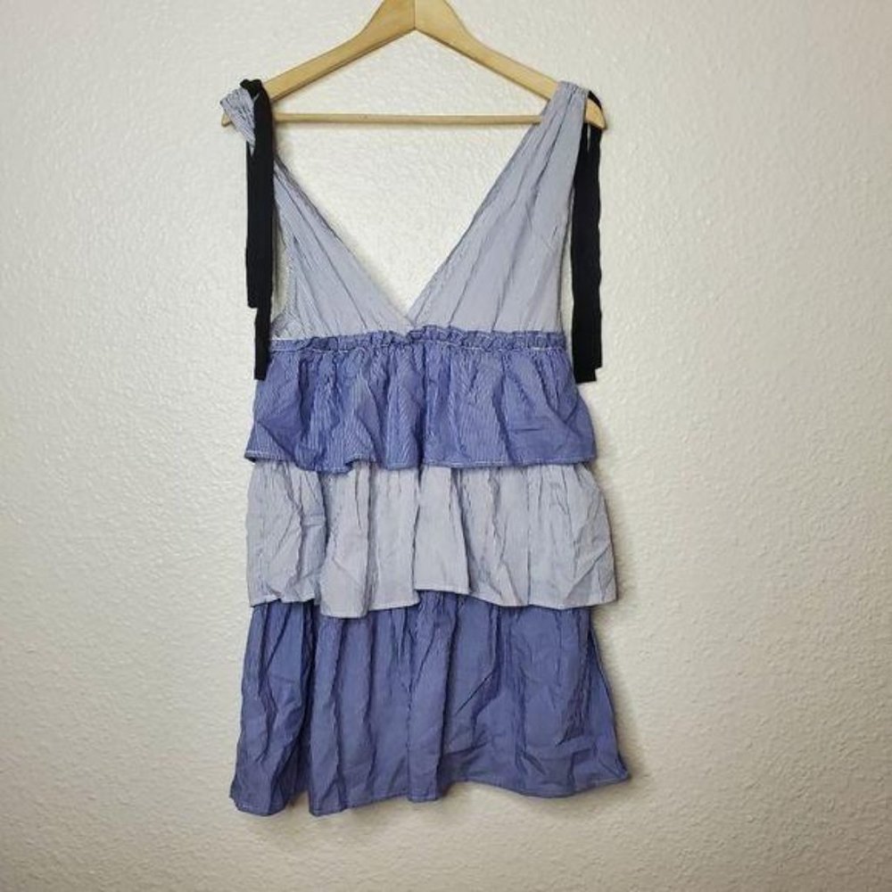 Romeo & Juliet Couture Pinstripe Tiered Mini Dress